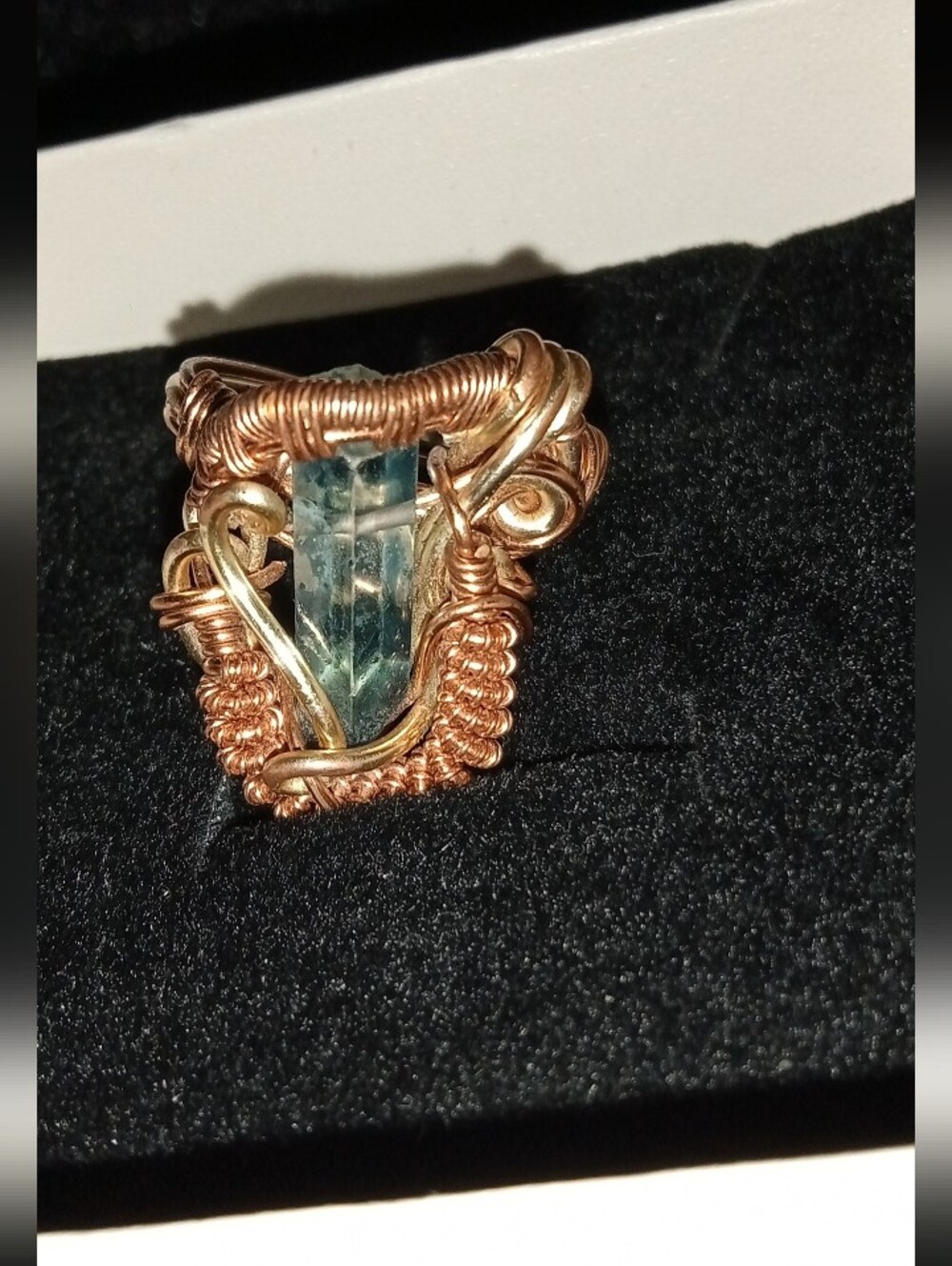 SALE!!! WAS $125  Handmade Wire Wrapped Natural Aquamarine Ring Size 8
